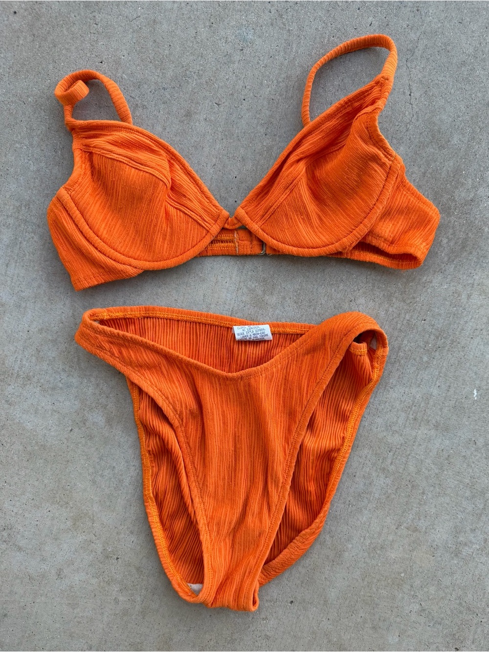 Orange Ribbed Bikini Set